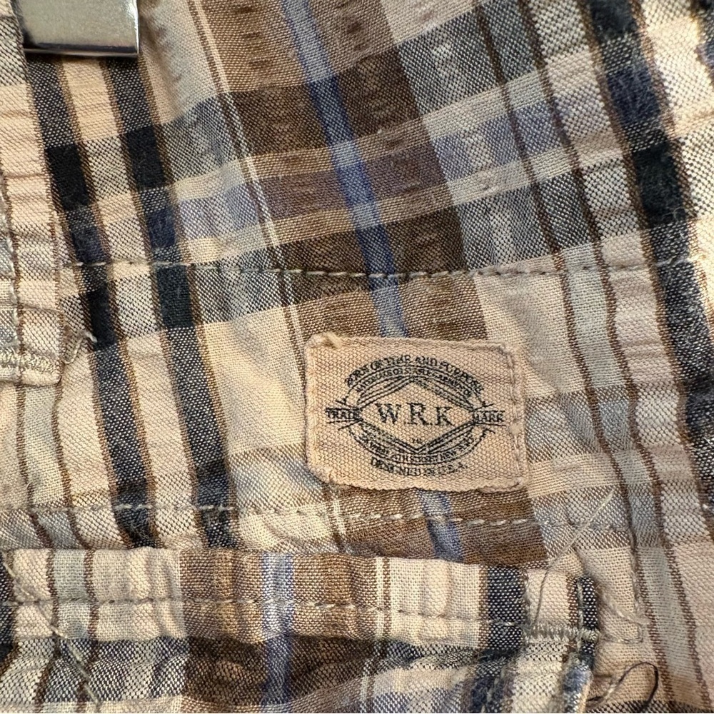 W.R.K. Materials Co Brown Plaid Cargo Shorts Men’s Size 34 - Loose Baggy Casual - Picture 3 of 5